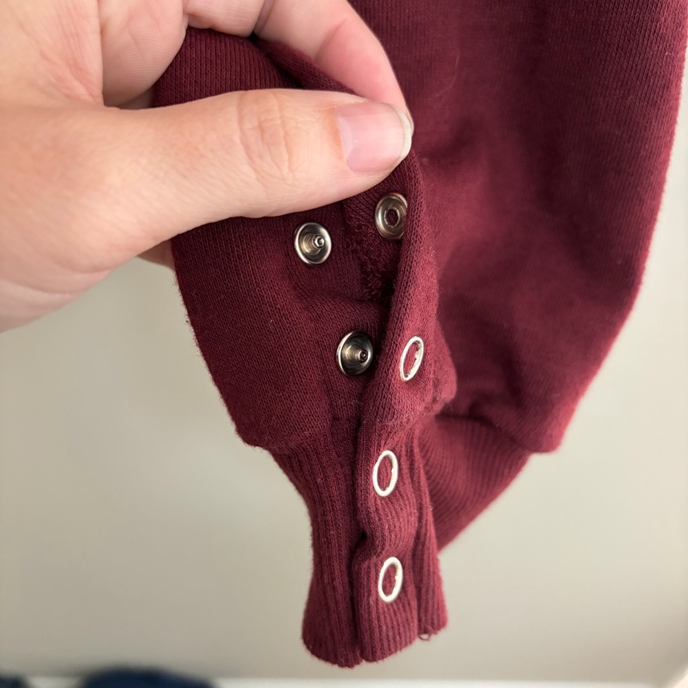 Rue21 Burgundy Eyelet Cropped Hoodie - Picture 3 of 6